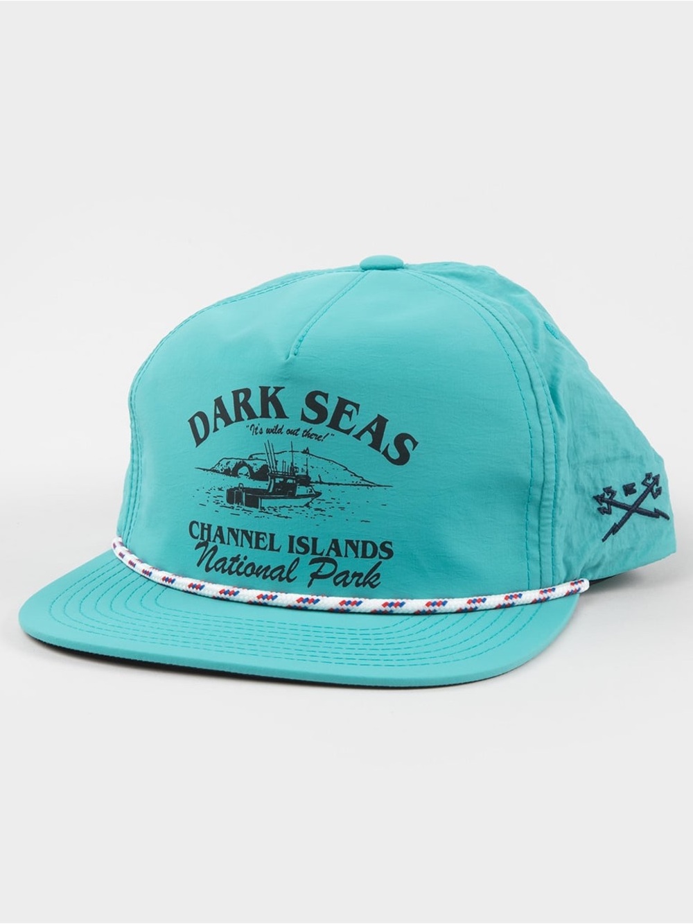 DARK SEAS Park Nylon Strapback Adjustable Unstructured Hat Turquoise Flat Brim